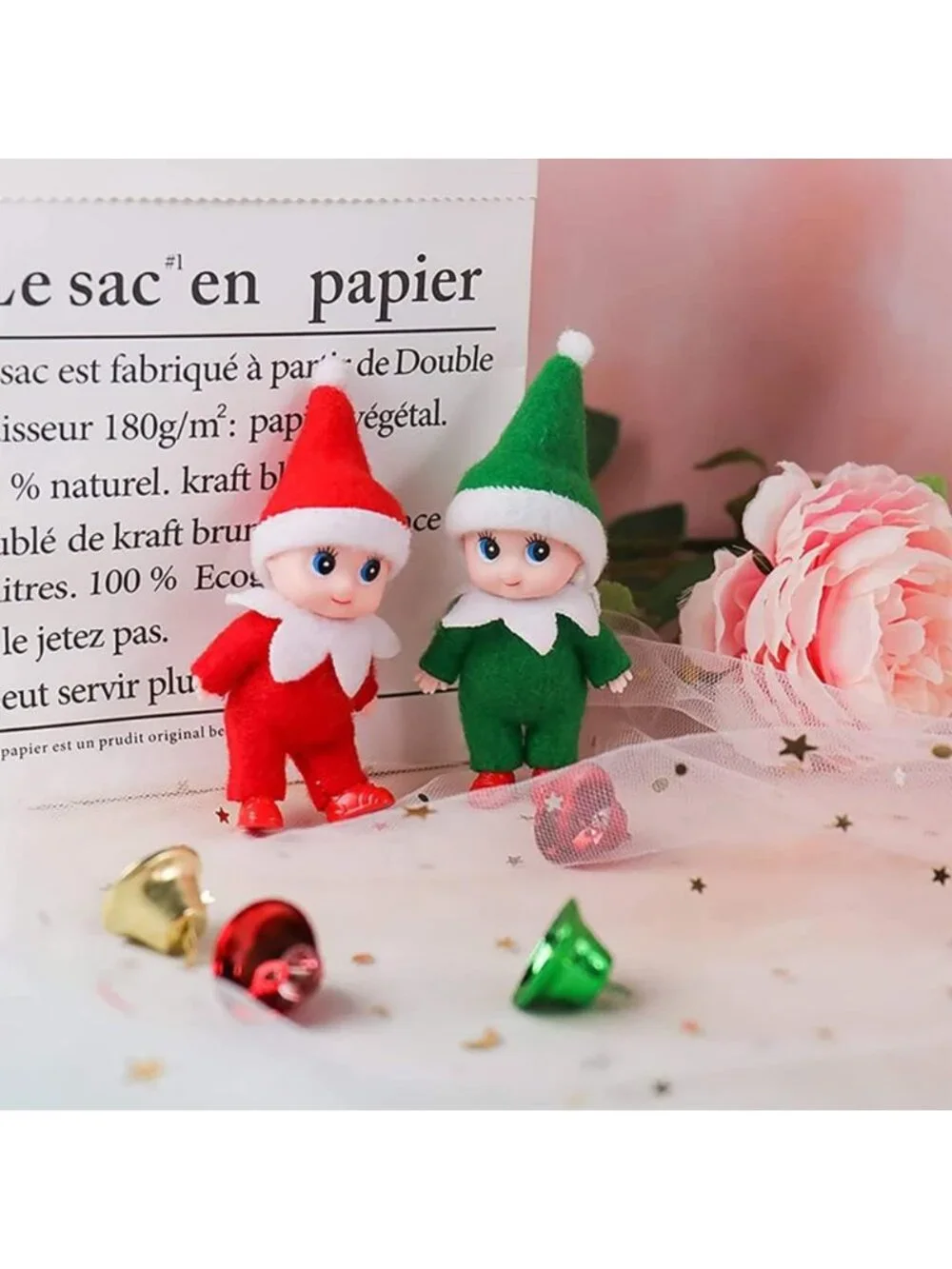 Mini Elf Baby Twins Set - Tiny Holiday Dolls & Craft Accessories for Kids